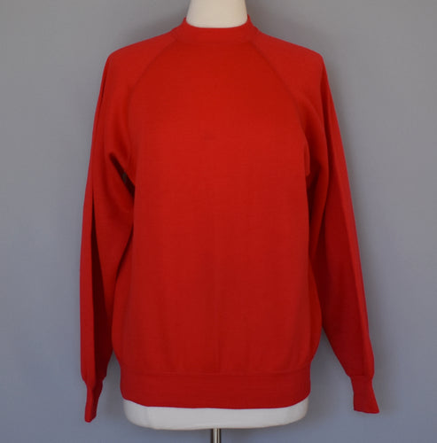 Vintage 80s Red Blank Sweatshirt Size Large to XL