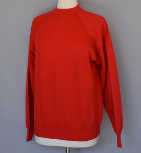 Vintage 80s Red Blank Sweatshirt Size Large to XL