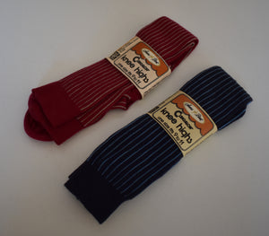 Vintage 70s Knee High Nylon Blend Striped Socks Size 9-11