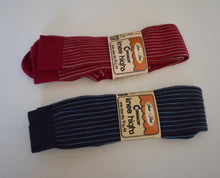 Load image into Gallery viewer, Vintage 70s Knee High Nylon Blend Striped Socks Size 9-11