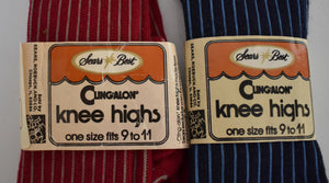 Vintage 70s Knee High Nylon Blend Striped Socks Size 9-11