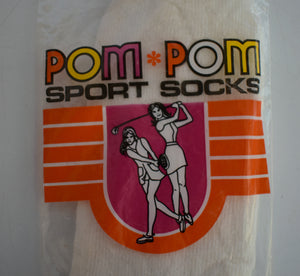 Vintage 70s Pom Pom Ankle Sports Socks - Size 8 1/2 - 11