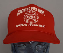 Load image into Gallery viewer, Vintage 90s Ossing Fire Dept Softball Tournament Mesh Trucker Hat