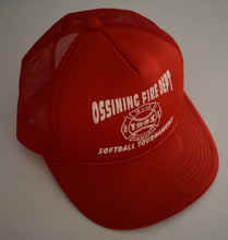 Load image into Gallery viewer, Vintage 90s Ossing Fire Dept Softball Tournament Mesh Trucker Hat