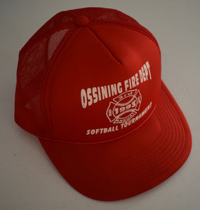 Vintage 90s Ossing Fire Dept Softball Tournament Mesh Trucker Hat