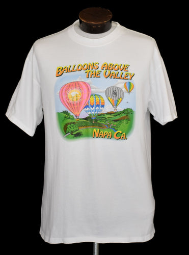 Vintage 90s Balloons Above The Valley Napa California Souvenir Tee Size Medium to Large