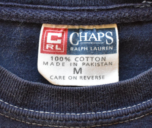 Vintage 90s Chaps Blue Mens Pocket Tee Size Medium to Large
