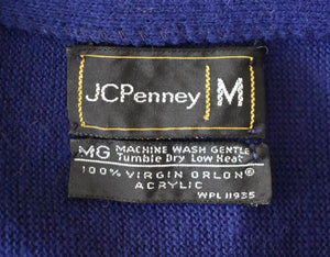 Vintage 70s Navy Blue JCPenney Cardigan Sweater Size Small to Medium