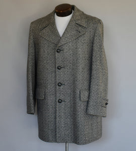 Vintage 70s McGregor Herringbone Button Front Overcoat Size Large