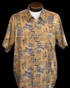 Vintage 80s Tribal Print Silk Shirt Size Large to XL