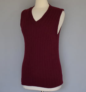 Vintage 70s Mens V-Neck Rib Knit Sweater Vest Size Small to Medium