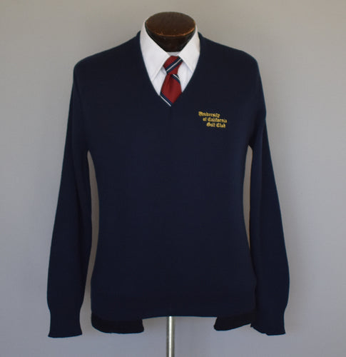 Vintage 80s University of California Golf Club V-Neck Sweater Size M Medium