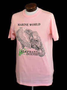 Vintage 80s Marine World Elephant Wildlife Tee Size Large