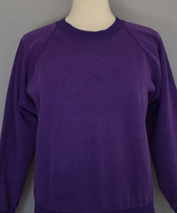 Vintage 80s Purple Blank Raglan Sweatshirt Size Small to Medium