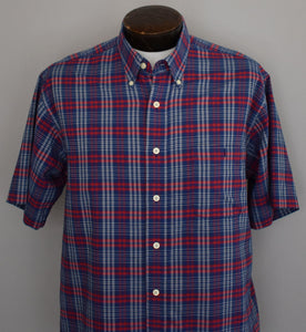 Vintage 80s Plaid Button Front Shirt Size Medium to Large