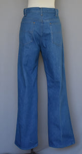 Vintage 70s Blueberry Soft Denim Boot Cut Jeans Size 34 x 29 3/4