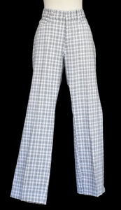 Vintage 70s Plaid Polyester Mod Pants Size 34" x 29 1/2"