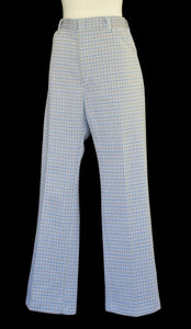 Vintage 70s Plaid Polyester Mod High Waist Pants Size 32" x 29 1/4"