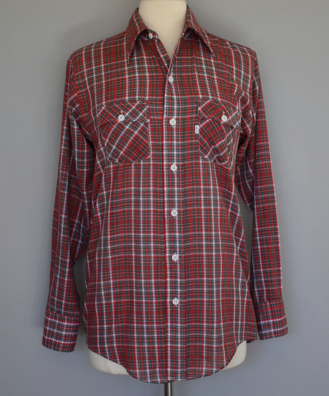Vintage 70s Levi's Plaid Button Front Shirt Size Small to Medium