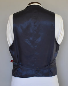 Vintage 90s Black Pinstripe Art Vest with Roses Size XL