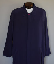 Load image into Gallery viewer, Vintage 80s Navy Blue Silk Overcoat Size Medium Large XL