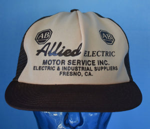Vintage 80s Allied Electric Motor Service California Mesh Trucker Hat