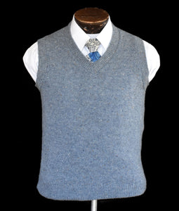 Vintage 70s Heather Blue Sweater Vest Size Small