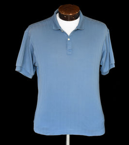 Vintage 70s Blue Ribbed Polo Shirt Size Small to Medium