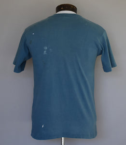 Vintage 60s Towncraft Blue Mens Pocket Tee Size Small to Medium