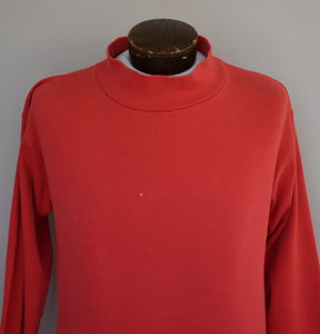 Vintage 70s Red Military Thermal Mock Neck Shirt Size Large to XL