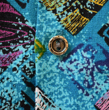 Load image into Gallery viewer, Vintage 70s Tribal Print Bark Cloth Hawaiian Shirt Size Small to Medium
