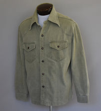 Load image into Gallery viewer, Vintage 70s Snap Front Green Denim Jacket Size Medium to Large
