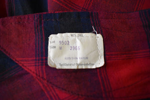 Vintage 50s Mens Red & Black Checked Wrap Robe W Original Belt Size Medium to Large