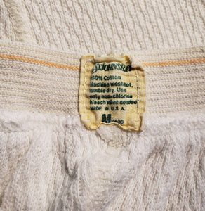 80s Off White Waffle Knit Thermal Pants Size Medium to Large