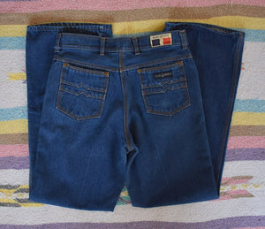 Vintage 70s Blue Angels Dark Wash Heavy Denim Jeans Size 32 x 31.5