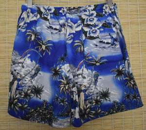 Vintage 90s Men's Hawaiian Cotton Swim Trunks Waist 28-32"