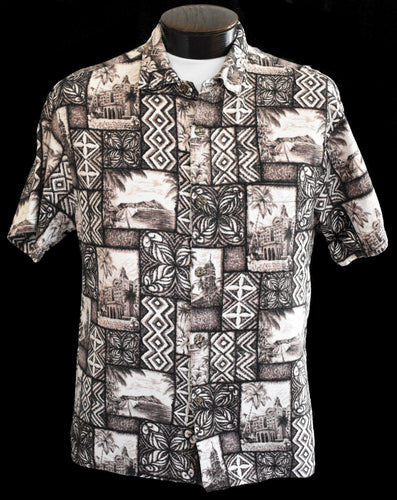 Vintage 80s Honolulu Hawaii Mens Hawaiian Shirt Size Medium to Large