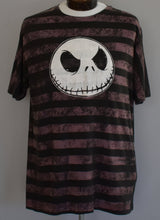 Load image into Gallery viewer, Vintage 90s Jack Skellington Nightmare Before Christmas Movie Striped Tee Size Large to XL