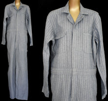 Load image into Gallery viewer, Vintage 70s Blue Striped Herringbone Mechanics Coveralls Flight Suit Boiler Suit Size Large to XL