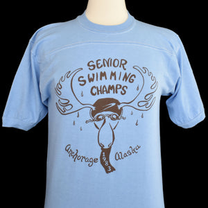 Vintage 80s Senior Swimming Champs Anchorage Alaska Souvenir Sportswear Tee Size Small to Medium