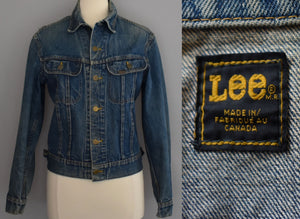 Vintage 70s Dark Wash Lee Jean Trucker Jacket Size Small to Medium