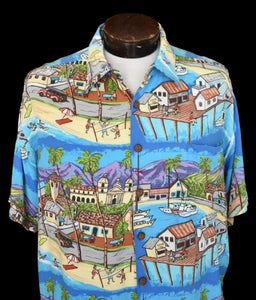 Vintage 90s Ron Anderson Hawaiian Shirt Size Medium to Large