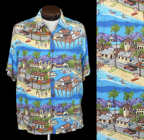 Vintage 90s Ron Anderson Hawaiian Shirt Size Medium to Large