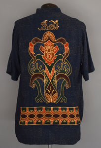 Vintage 90s Batik Border Print Raton Popover Shirt Size Medium to Large