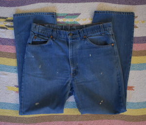 70s Levi's 517 Orange Tab Medium Wash Boot Cut Jeans Size 35 x 30