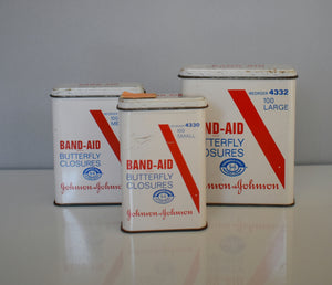 Vintage 60s Metal Band-Aid Tin Box With Butterfly Closures