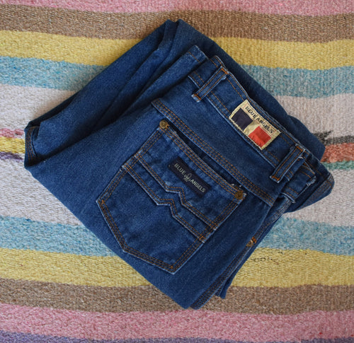Vintage 70s Blue Angels Dark Wash Heavy Denim Jeans Size 32 x 31.5