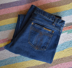 Vintage 70s Brittania Dark Wash Heavy Denim Jeans Size 31.5 x 34