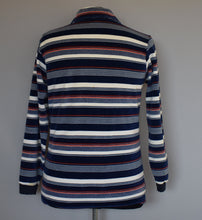 Load image into Gallery viewer, Vintage 70s  Striped Velour Johnny Collar Shirt Size Medium to Large