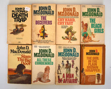 Load image into Gallery viewer, John D. MacDonald 50s 60s Thriller Novels, 1950s 1960s Crime &amp; Suspense Stories, Pulp Fiction, Lot of 40